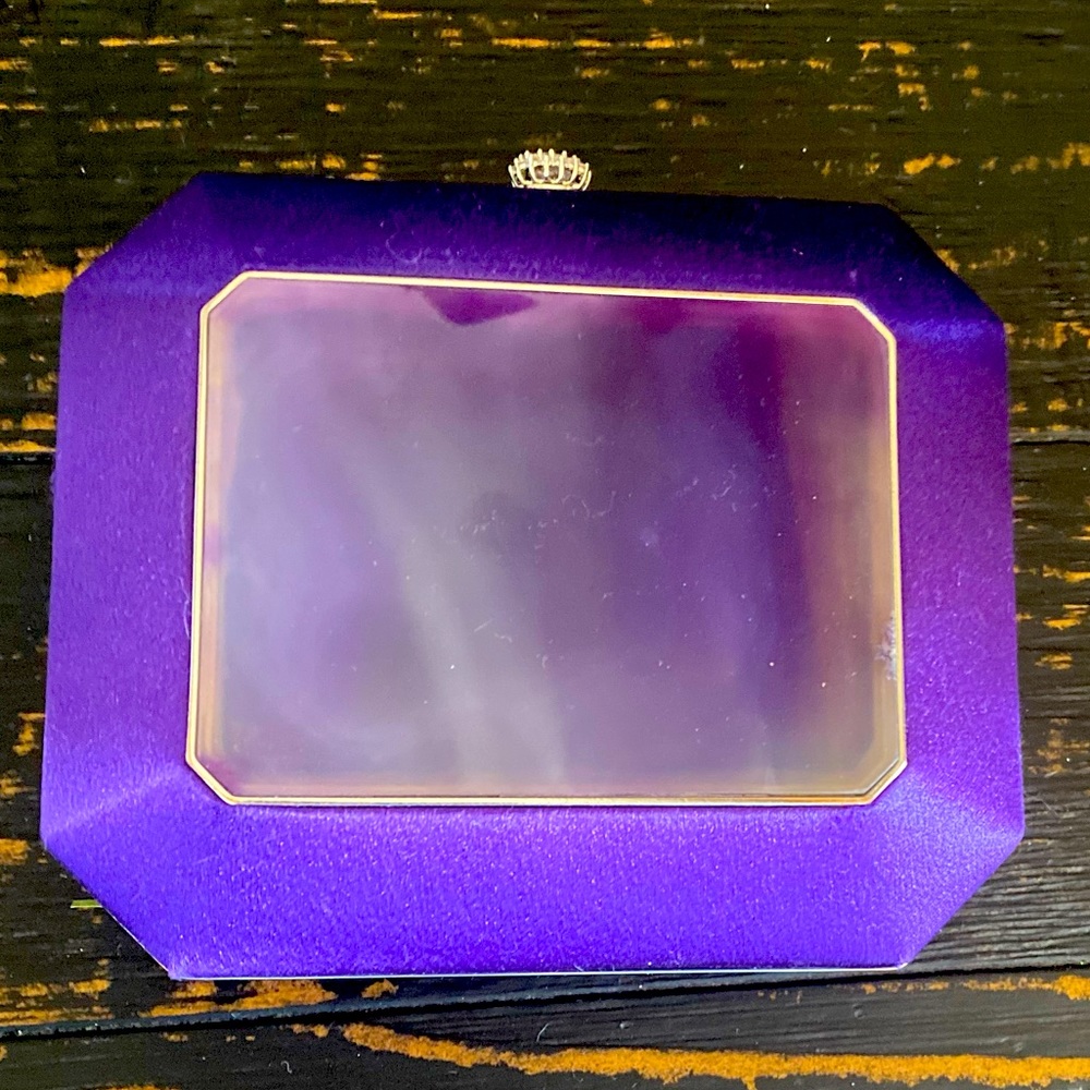 Bright vibrant purple square shaped clutch